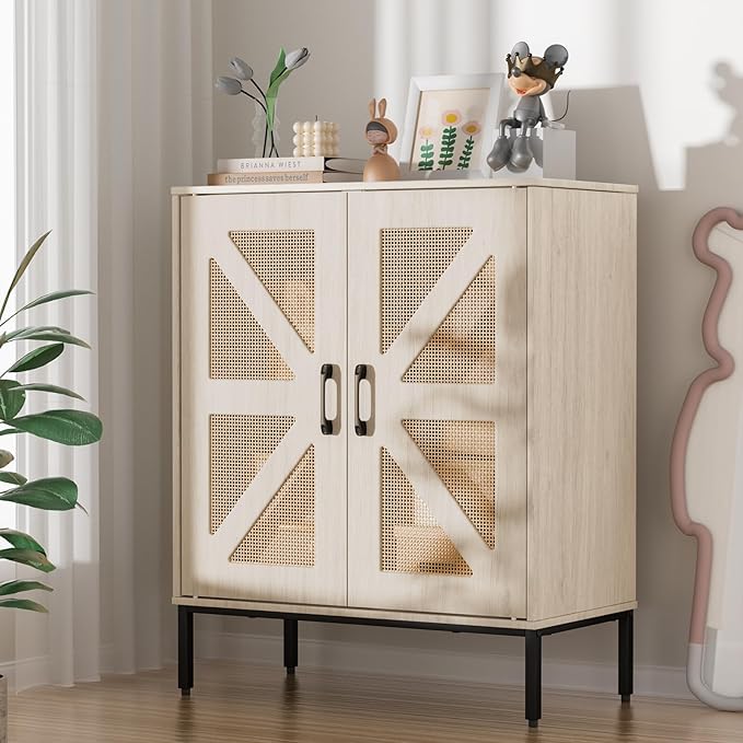Buffet Cabinet with Storage – Waterproof MDF Sideboard & Modern Credenza with Doors and Adjustable Shelves, 32.9" Tall Coffee Bar Cabinet for Living Room, Kitchen, Dining Room, Hallway