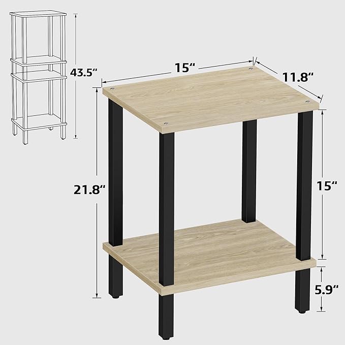 TUTOTAK End Table, Set of 2, Side Table, Nightstand, 2-Tier Storage Shelf, Sofa Table for Small Space, Living Room, Bed Room TB01BO035
