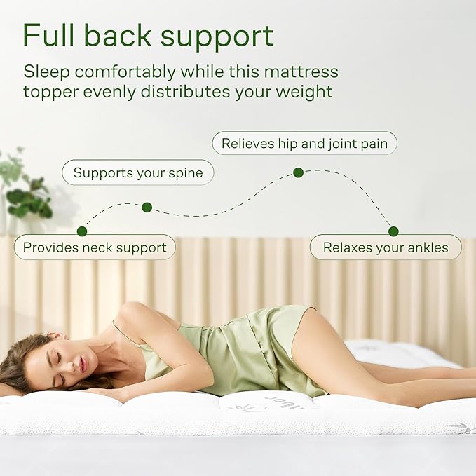 Ultra Soft Full Size Mattress Topper - Viscose Made from Bamboo Pillow Top Mattress Pad for Back Pain Relief - Naturally Cooling for Hot Sleepers, White