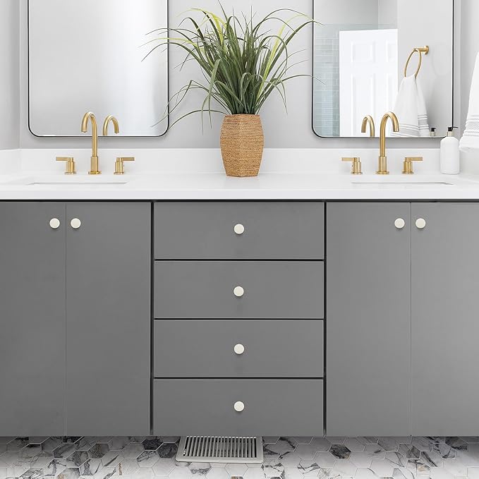 Ravinte 25 Pack Drawer Pulls 1-1/4 Inch Kitchen Cabinet Knobs Solid Round Dresser Drawer Knobs White Dresser Knobs Simple Cabinet Hardware for Cupboard