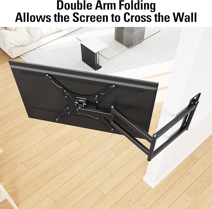 MOUNTUP Long Arm TV Wall Mount for Most 26-65 Inch TVs, Corner TV Mounts with 37.4 Inch Extension Arm, Smooth Swivel Tilt Single Stud Full Motion Bracket Max VESA 400x400mm, Holds to 77 lbs, MU0047