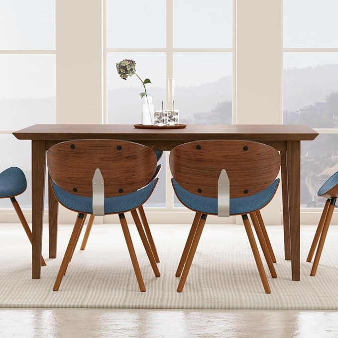 SIMPLIHOME Colby Dining Table, Solid Wood Walnut Veneer in Walnut, 60 x 36 inches, Contemporary-Style Rectangular Kitchen Table for up to 6 People