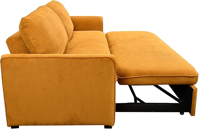 Queen Size Convertible Loveseat Sofabed 3 in 1 Convertible Sleeper Sofa Bed with Pull Out Couch Bed and Reclining Backrest, Oversized Corduroy Upholstered Sofa&Couch for Living Room Home Apartment RV
