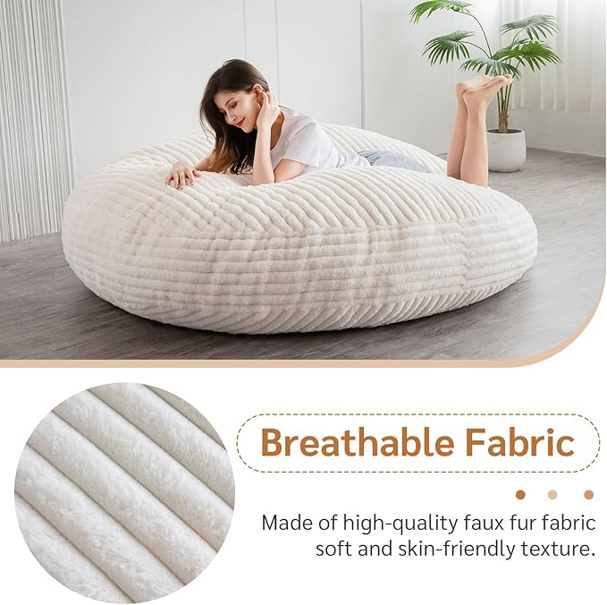 BYBYME 3 in 1 Bean Bag Chairs, Bean Bag Bed for Adults High-Density Foam Filling, Convertible Sofa Bed Faux Fur, Giant Bean Bag Chairs for Adults