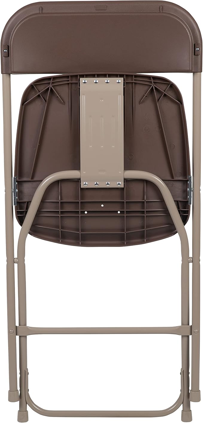 Flash Furniture Hercules Series Plastic Folding Chair - Brown - 4 Pack 650LB Weight Capacity Comfortable Event Chair-Lightweight Folding Chair