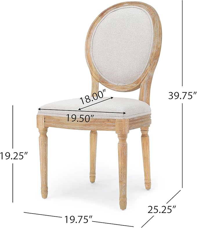 Christopher Knight Home Phinnaeus Polyester Beige Fabric Dining Chair (Set of 2), 2-Pcs Set