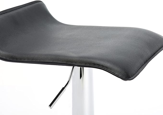 NOBPEINT Contemporary Chrome Air Lift Adjustable Swivel Bar Stool, Set of 2, Black