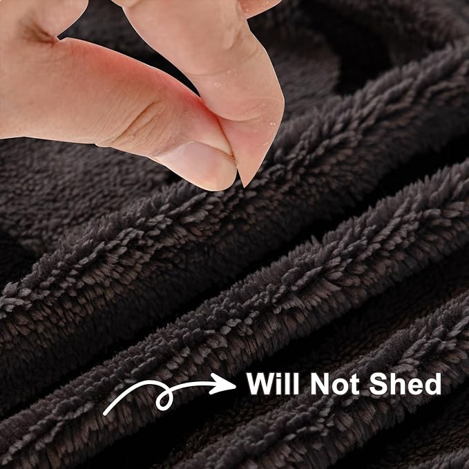 HANDONTIME Dark Grey Sofa Cushion Covers Boho Couch Sofa Covers Short Plush Couch Cover for Sofa Shu Velveteen Couch Sofa Slipcover for Pets Black Geometric Sofa Cover Washable Warm Soft, 71" X134"