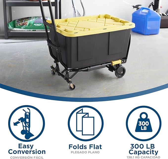 Cosco Shifter Folding Hand Truck/Cart - Heavy Duty Steel Frame, 300lbs Capacity, Black