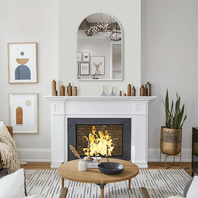 30" x 40" Silver Arched Mirror, Large Arch Bathroom Vanity and Wall Decor Mirror for Living Room, Bedroom, Entryway, Fireplace Mantel (Tempered Glass)