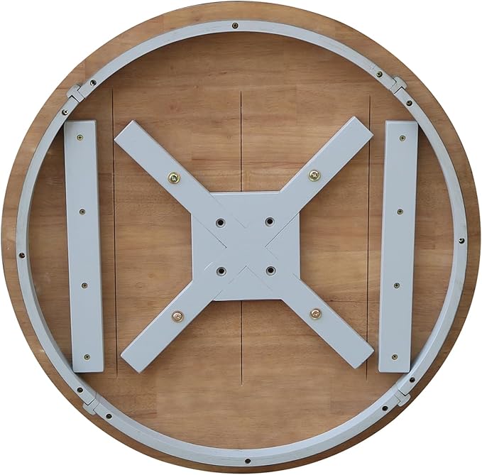 IC International Concepts 30" Round Top Pedestal Dining Table, 28.9" High, Distressed Hickory/Stone