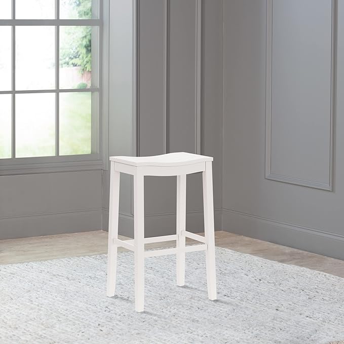 Hillsdale Furniture Fiddler Backless Saddle Bar Stool, White