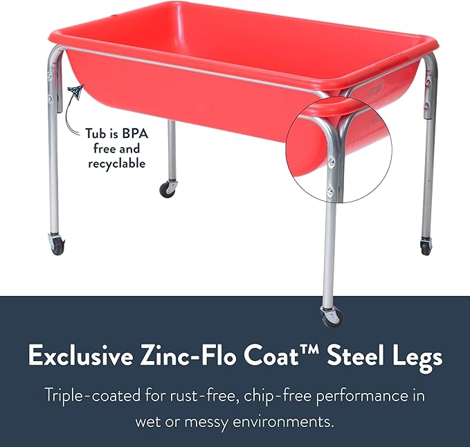 Children's Factory Medium Sensory Table – 24″ Height Table, Sandbox, Water Table for Kids, Red