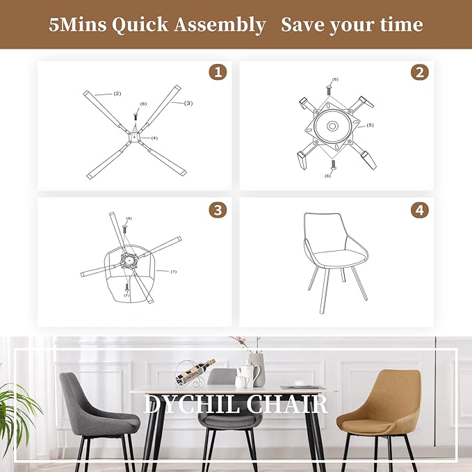 Dining Chairs Set of 2 Ergonomic Living Room Chairs Yellow Kitchen Chairs,Loads Up to 270lbs,Quick Assembly,Dining Room Chairs with Arms for Kitchen,Dining, Bedroom, Living Room