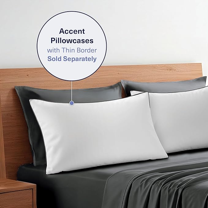 Kickoff Viscose Bamboo Sheets Full Size 4-pc 100% Organic Bamboo Viscose Bed Cooling Sheets Full Size Set Cool Bedding for hot Sleepers Sheet, Flat, Fitted, Pillowcases (Pewter, F)