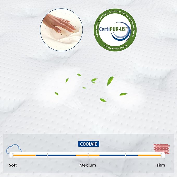 Coolvie Queen Mattress, 10 Inch Hybrid Mattress Queen Size, Individual Pocket Springs with Memory Foam, Bed in a Box, Cooler Sleep with Pressure Relief and Support