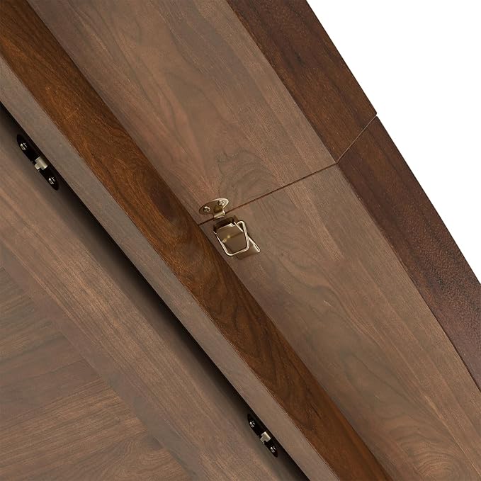 SIMPLIHOME Draper Extendable Dining Table, Solid Wood Walnut Veneer in Walnut, 66-84 x 40 inches, Mid-Century Modern-Style Rectangular Expandable Kitchen Table with Butterfly Leaf for 6+ People