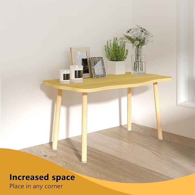 Cookie Coffee Table Low Table with 4 Solid Wood Sturdy Legs, Floor Table Desk for Sitting on The Floor, Storage and Living Room Furniture (Natural)