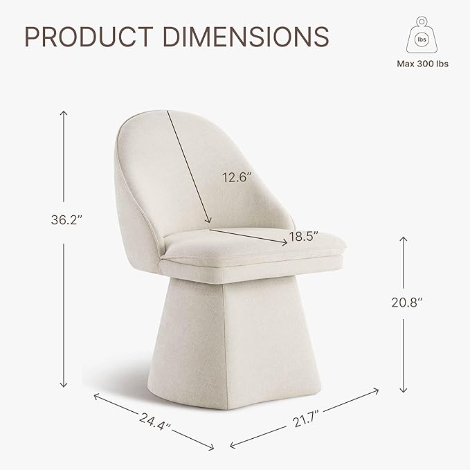 Swivel Dining Chairs Modern Desk Chair Upholstered Linen Fabric Side Chair for Kitchen Dining Room Bedroom,Linen,1 Box