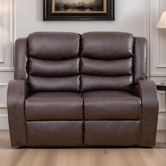 Loveseat Recliner Sofa, Reclining Loveseat Leather Couch Upholstered, Modern Comfy Home Theater Seating Power Recliner Chair for Living Room Furniture Sets, Red