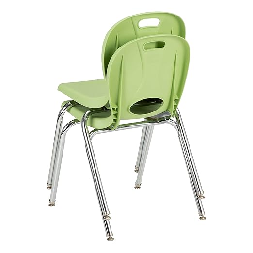 Learniture LNT-118-CSW-GA Learniture Structure Series School Chairs for Classroom, 18" Seat Height, Green Apple, Pack of 4