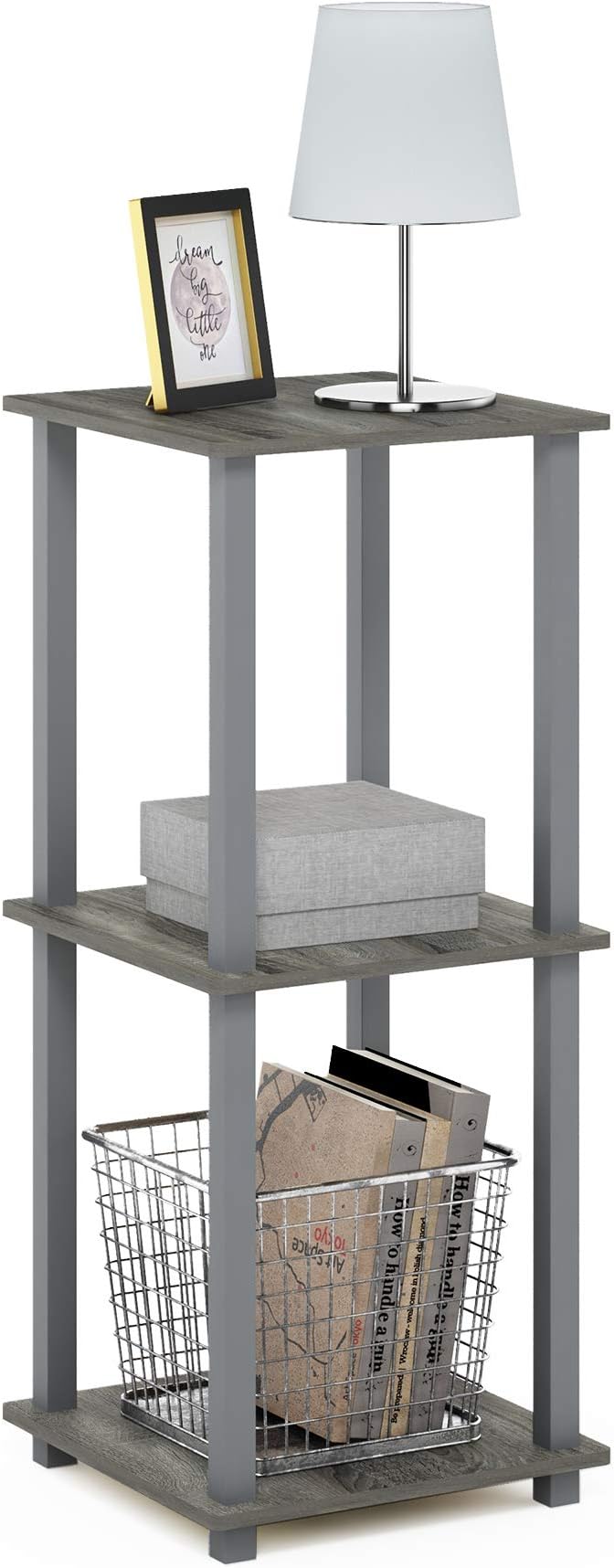 Furinno Simplistic Set of 2 End Table, French Oak Grey/Grey