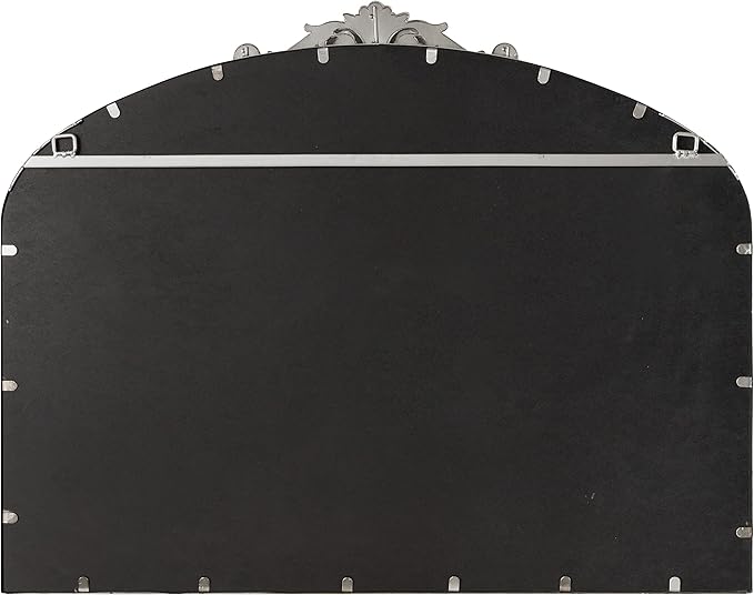 Kate and Laurel Arendahl Ornate Traditional Arched Mirror; 36 x 29; Silver; Decorative Baroque Style Arched Wall Mirror with Wide Frame and Ornamental Crown