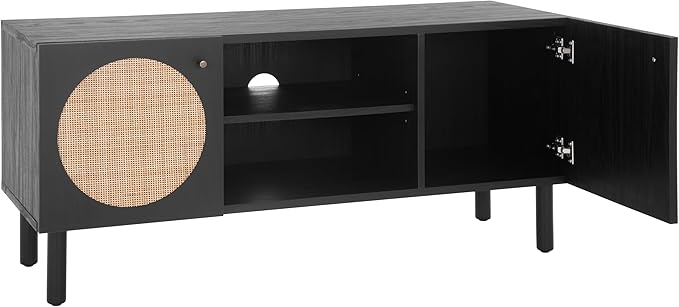 SAFAVIEH Home Collection Ophelia Black 2-Door 2-Shelf Entertainment Media Stand (Fits up to a 50" Flatscreen TV)