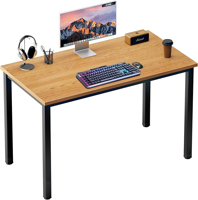 DlandHome 39 inches Small Computer Desk for Home Office Activity Table Writing Table for Small Spaces Study Table Student Laptop Desk Teak and Black DND-AC3BB-100
