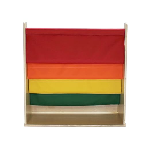 Factory Direct Partners 13745-AS Birch SoftScape Sling Book Display, 4-Shelf Vinyl Storage for Kid"s Books and Magazines for Bedroom, Playroom, Daycare, Preschool or Classroom - Assorted
