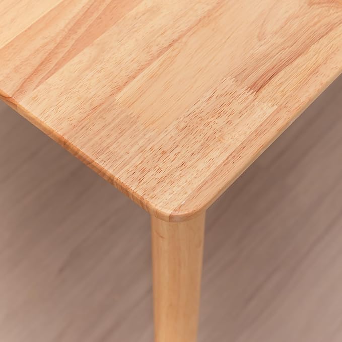 Rectangular Kitchen Solid Wood Dining Table 46.8 inches Legs Sturdy Natural Rubber Wood and Walnut Color (Natural Oak)