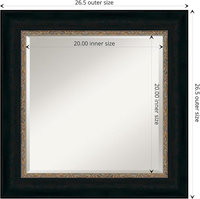 Amanti Art Bronze Bathroom Mirror for Over Sink, 27x27 Paragon Bronze Square Vanity Mirror, Medium Traditional Frame, Hangs Horizonally and Vertically, Bathroom Wall Decor, Beveled Edge
