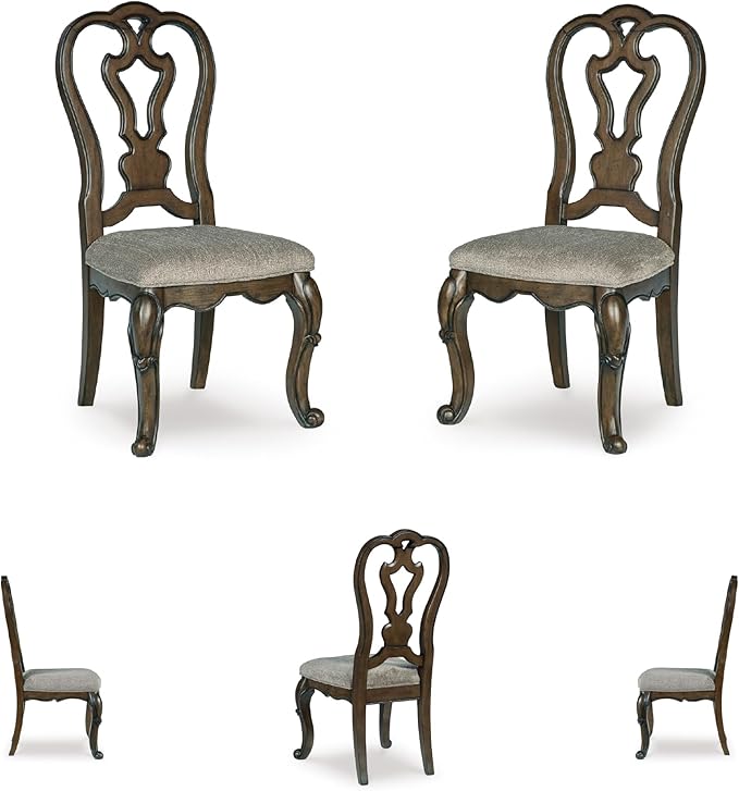 Signature Design by Ashley Maylee Classic Upholstered Armless Dining Chair, Set of 2, Dark Brown