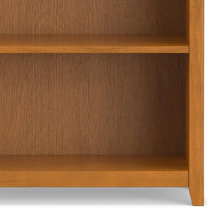 SIMPLIHOME Amherst Bookcase - 70 inch Tall 5-Shelf Solid Wood Bookshelf in Light Golden Brown, Transitional Storage for Living Room, Study Room or Office with Adjustable Shelves and Tapered Legs