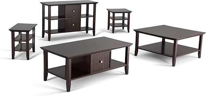 SIMPLIHOME Acadian SOLID WOOD 19 inch Wide Square Transitional End Table in Brunette Brown for the Living Room and Bedroom