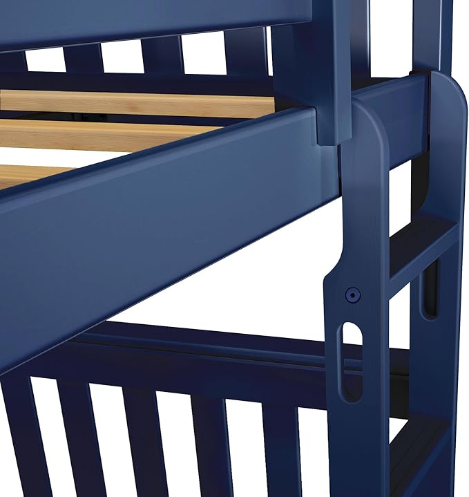 Max & Lily Bunk Bed Twin over Twin, Solid Wood Bunk Bed Frame with Ladder for Kids, 14" Safety Guardrails, Easy Assembly, No Box Spring Needed, Blue