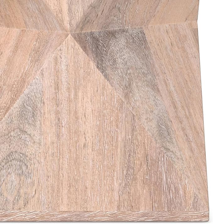 SIMPLIHOME Sutton 14-inch Wide Solid Mango End Table in Cerused Natural with Square Geometric Design for Living Room, Assembled