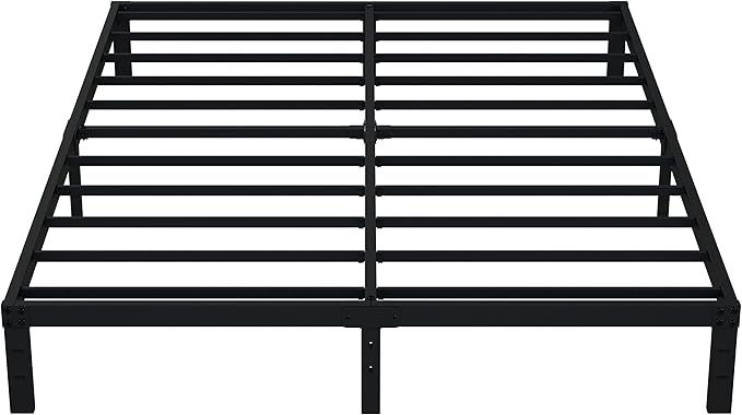 EMODA 10 Inch California King Bed Frames Heavy Duty Metal Cal King Platform with Steel Slats Support, No Box Spring Needed, Noise Free, Black