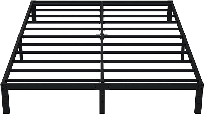 EMODA 10 Inch King Bed Frame No Box Spring Needed, Heavy Duty Metal Platform with Steel Slats, Noise Free, Easy Assembly, Black