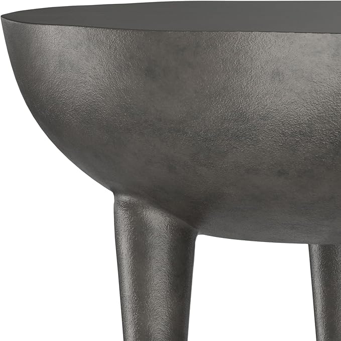 SIMPLIHOME Otto Cast Aluminum Side Table in Graphite, 21-inch Round, Rust-Resistant Metal Accent Table for Living Room, Bedroom, Fully Assembled