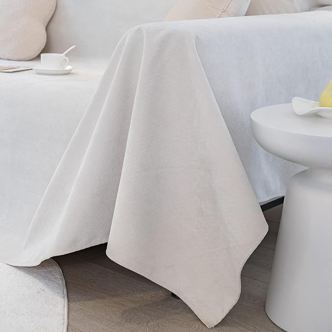 STACYPIK Waterproof Ivory White Sofa Covers Couch Cover for Pets, Anti-Cat Scratch Furniture Protector or 2 Cushion Couch, Washable Jacquard Recliner Loveseat Sofa Slipcover for Pets, Kids-71X90IN