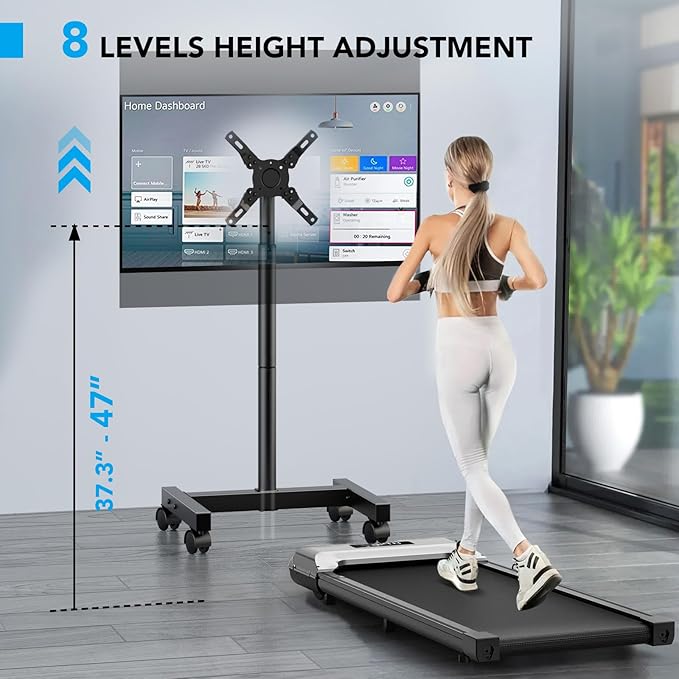 AX WABER Mobile TV Floor Stand for 13-50 inch LCD LED Flat/Curved Panel Screen TVs up to 77 lbs, Height Adjustable TV Stand Mount with VESA 200x200, Portable TV Stand with Tilt Function AX1007TBM