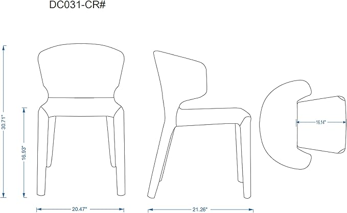 Manhattan Comfort Conrad Mid Century Modern Dining Chairs Woven Tweed Upholstered Kitchen Furniture with Contoured Back, Foam Padding & Metal Legs, Set of 2, Saddle