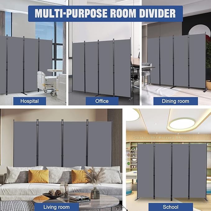 Room Divider 6FT Portable Room Dividers and Folding Privacy Screens, 88'' W Fabric Divider for Room Separation, 4 Panel Partition Room Dividers Freestanding Wall Divider Screen for Dorm Studio Office