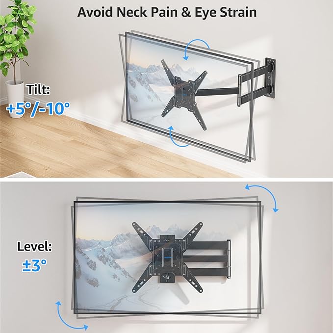 MOUNTUP Long Arm TV Wall Mount for Most 32-65 Inch TVs, Corner TV Mount Full Motion with 31.3” Long Extension, Swivel & Tilt Articulating Bracket, MAX VESA 400x400mm, Holds up to 99 lbs MU0075
