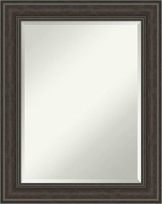 Amanti Art Brown Bathroom Mirror for Over Sink, 30x24 Shipwreck Greywash Rectangle Vanity Mirror, Medium Traditional Frame, Hangs Horizonally and Vertically, Bathroom Wall Decor, Beveled Edge