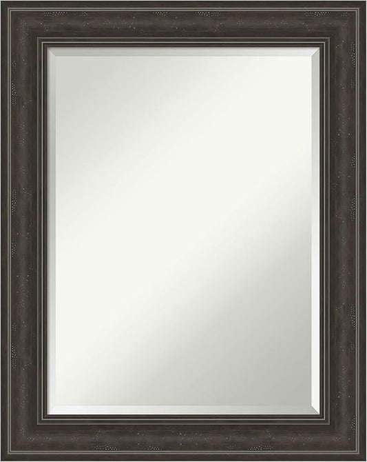 Amanti Art Brown Bathroom Mirror for Over Sink, 30x24 Shipwreck Greywash Rectangle Vanity Mirror, Medium Traditional Frame, Hangs Horizonally and Vertically, Bathroom Wall Decor, Beveled Edge