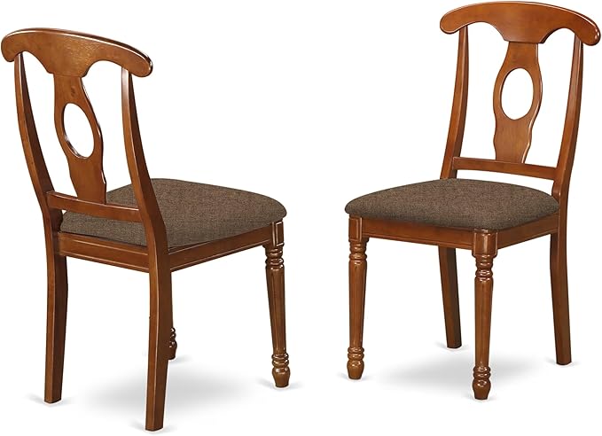East West Furniture NANA7-SBR-C 7 Piece Dining Room Furniture Set Consist of a Rectangle Kitchen Table with Butterfly Leaf and 6 Linen Fabric Upholstered Chairs, 40x78 Inch, Saddle Brown