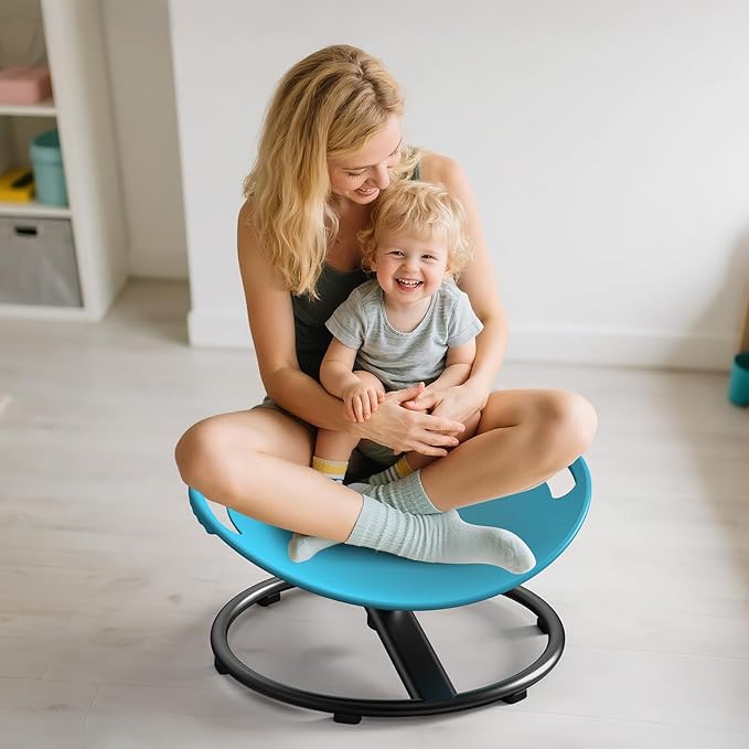 Spinning Chair for Autistic Kids - Safety Handle Sensory Chair for Autistic Children with Non-Slip Design, 3-12 Years Kids Swivel Chairs (Blue)