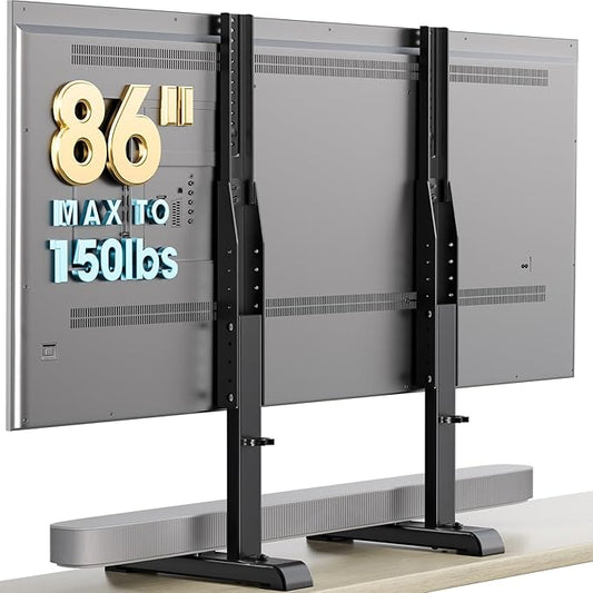 AX WABER Universal TV Stand,Table Top TV Stand Base Replacement for Most 37 to 86 Inch LCD LED TVs, 7 Height Adjustable Legs with Cable Management Hold up to 150lbs, Max VESA 800x600mm, Black AX10TB01